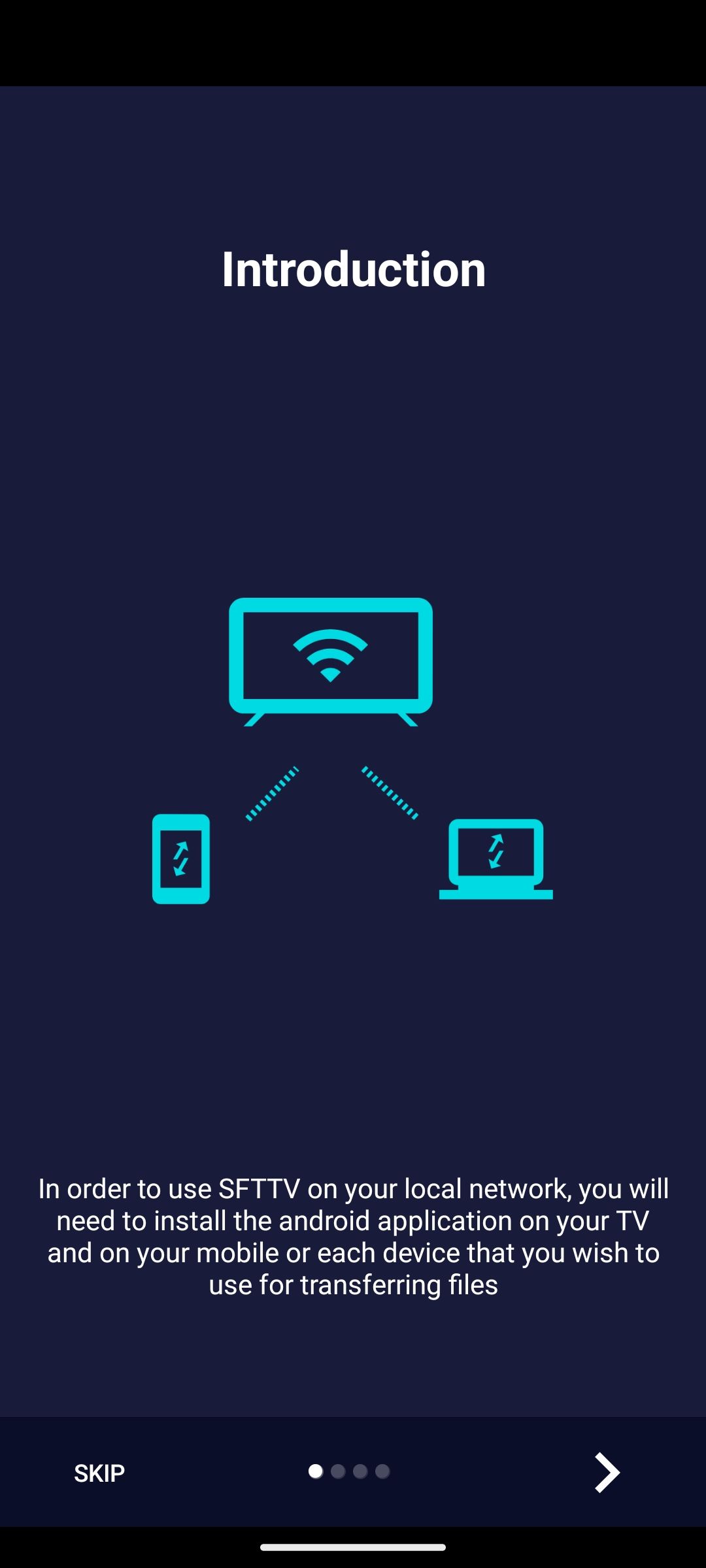 Экран приветствия Send Files to TV на Android