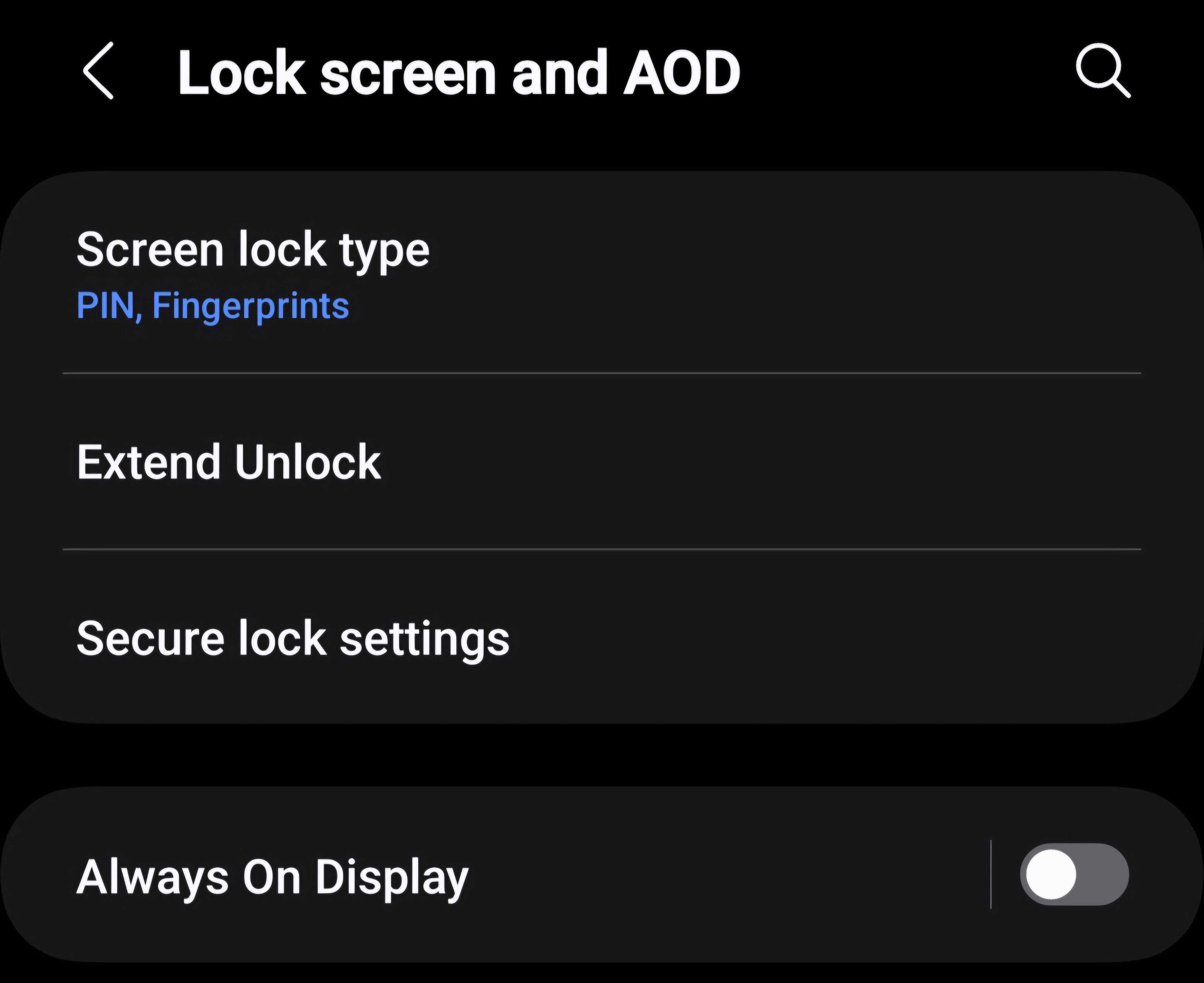 Отключение Always-On Display в настройках Android