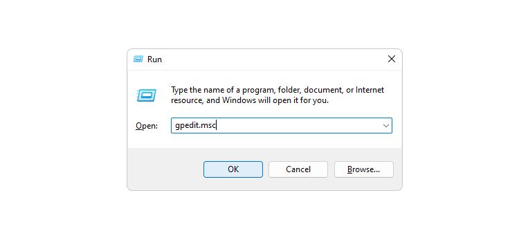 Gpedit в окне Выполнить
