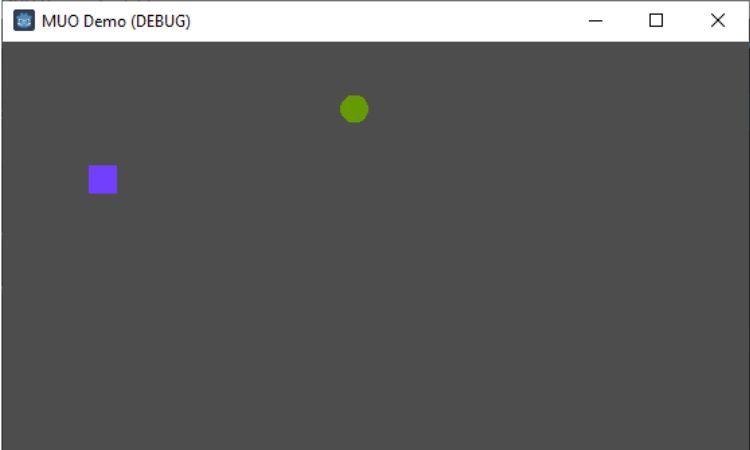 Пример простой сцены с игроком и врагом в Godot.