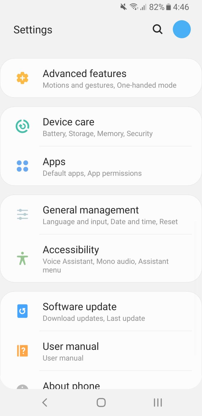 Настройки Samsung
