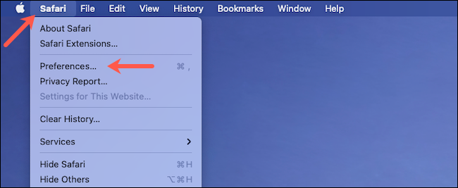 Откройте настройки Safari в macOS