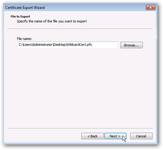 Выбор пути для сохранения PFX
