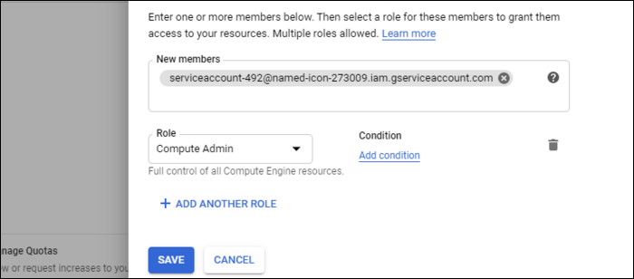 Добавление члена с правами к ресурсу