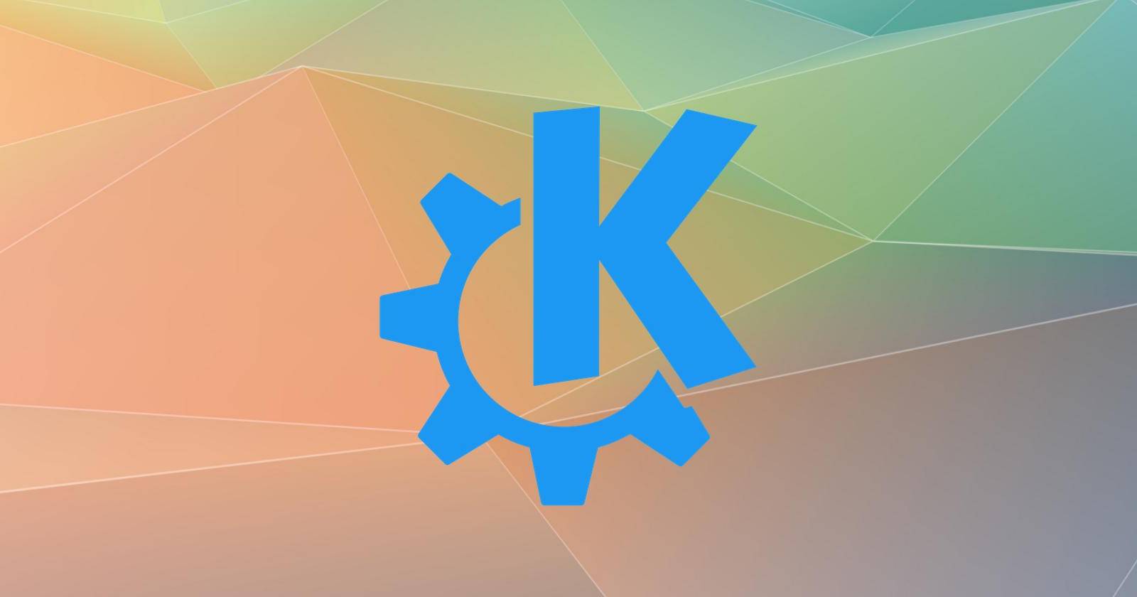 Логотип KDE на стандартных обоях рабочего стола KDE