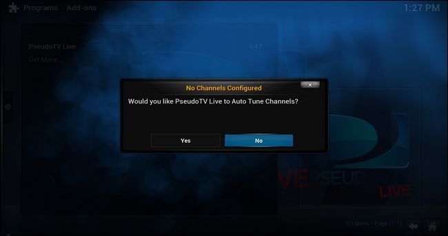 Пример канала PseudoTV Live: номер канала и краткая карточка воспроизводимого материала