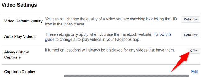 Выберите «Выкл» для «Всегда показывать субтитры».