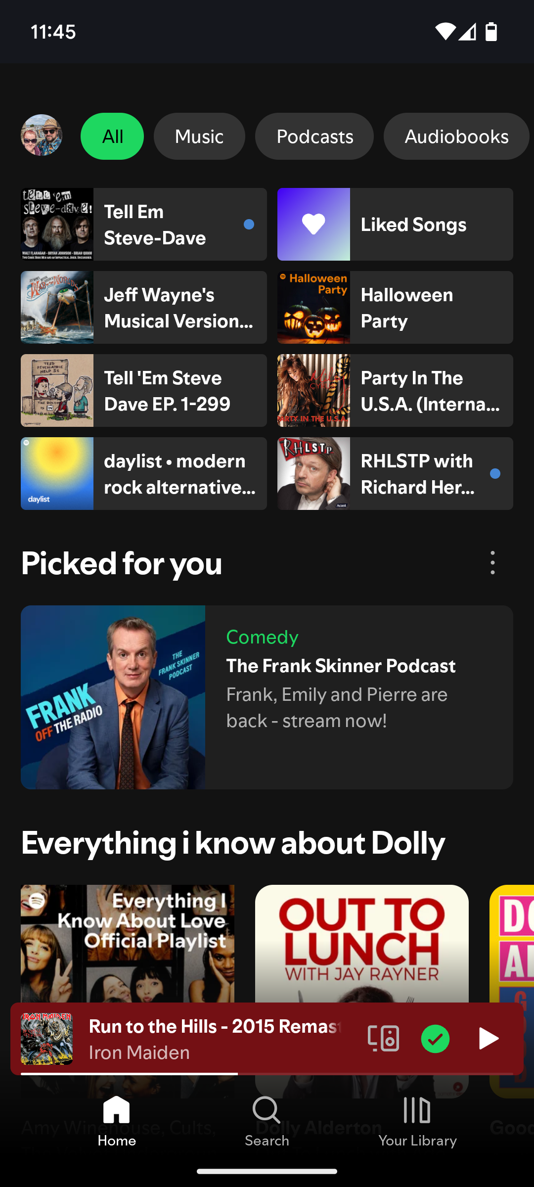 Главная страница приложения Spotify