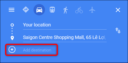 Добавление новой остановки в веб-версии Google Maps