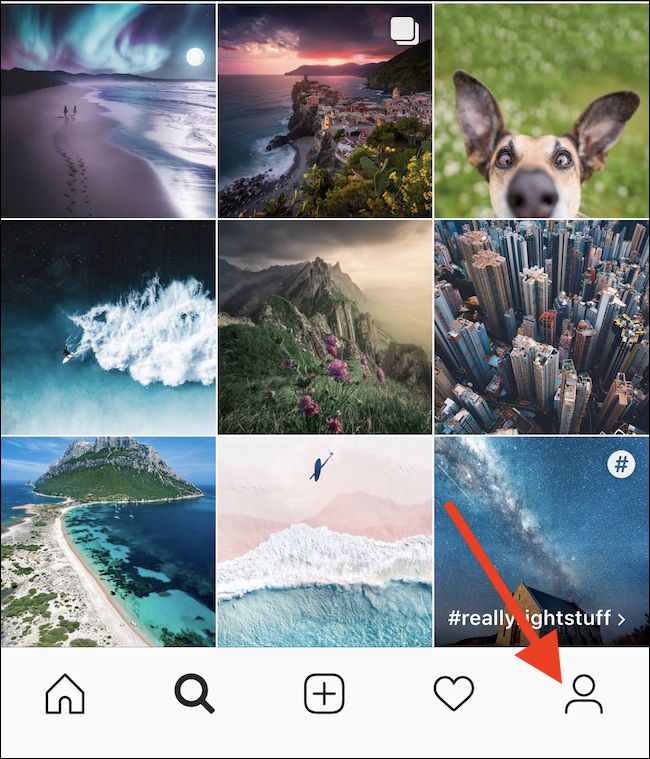 Кнопка «Профиль» в интерфейсе Instagram