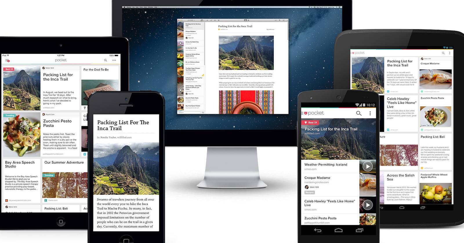 Иллюстрация Pocket на мобильном устройстве