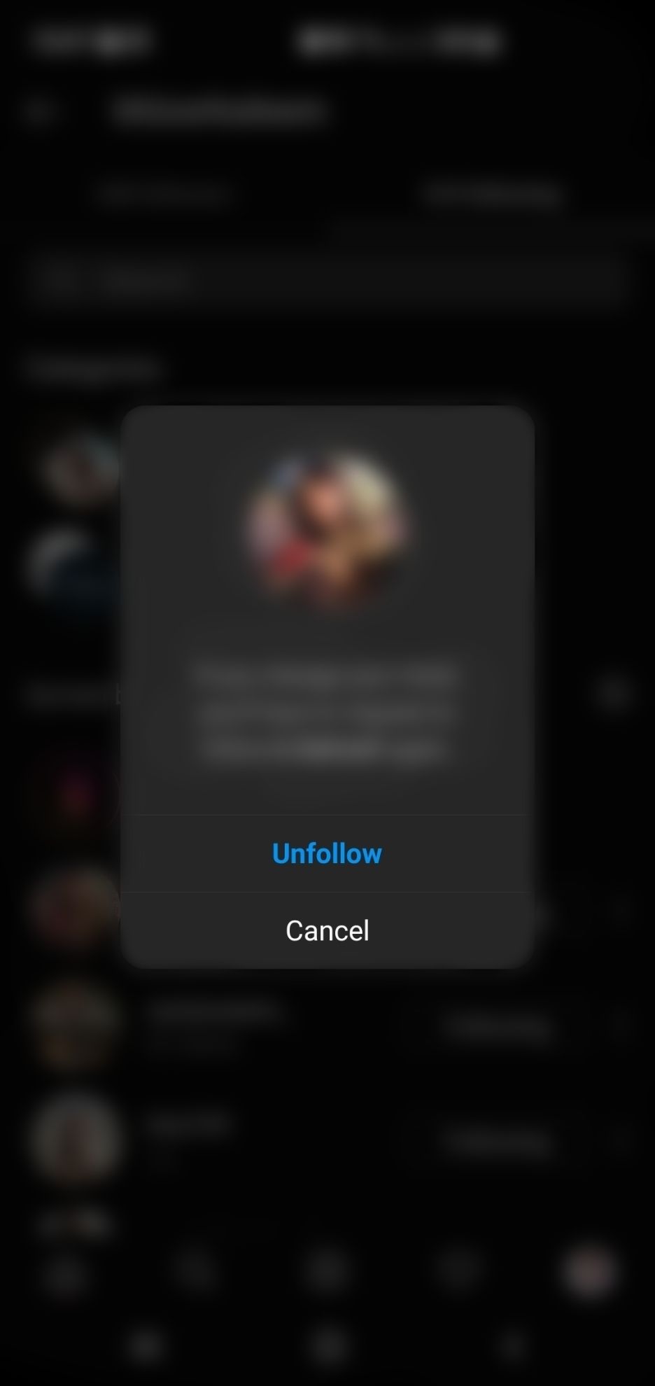 Unfollow Instagram user