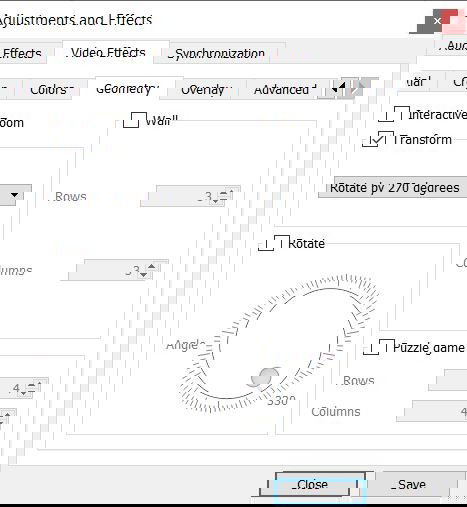 Настройка поворота в VLC: вкладка Геометрия