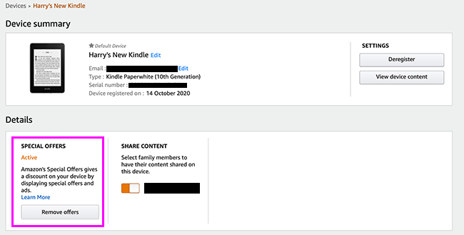 вариант Remove Offers выделен в интерфейсе Amazon
