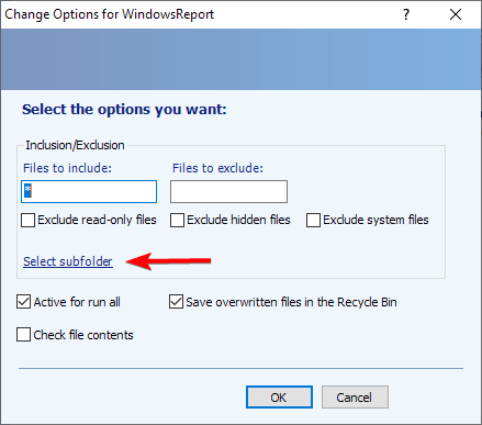 выбор подпапок в настройках SyncToy