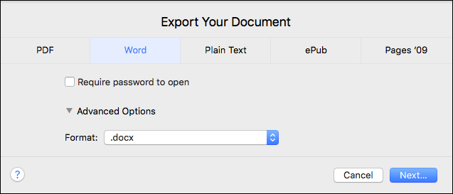 Сохранение экспортированного документа