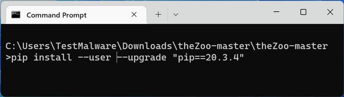 Терминал Windows: команда установки старой версии pip