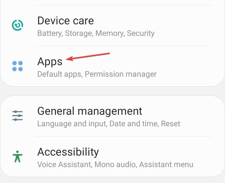 Экран Настройки → Приложения на Android
