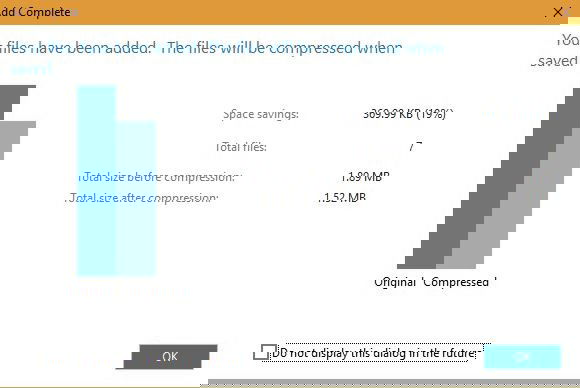 Отчёт WinZip: экономия места после сжатия