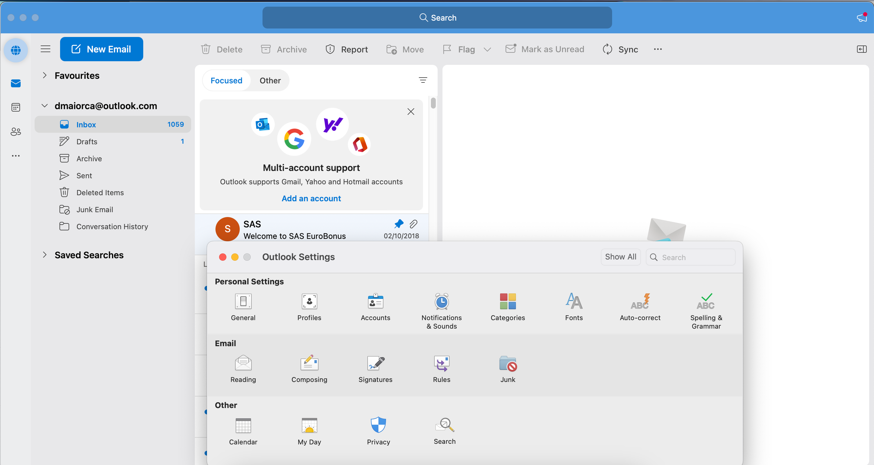 Раздел «Email» и иконка «Composing» в Outlook