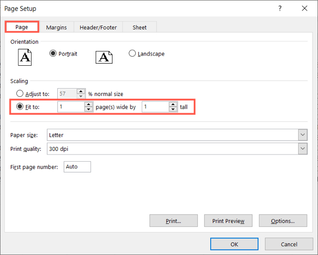 Ввести 1 в поля Fit To