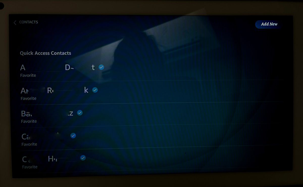 Echo show contact list with Add New contact.