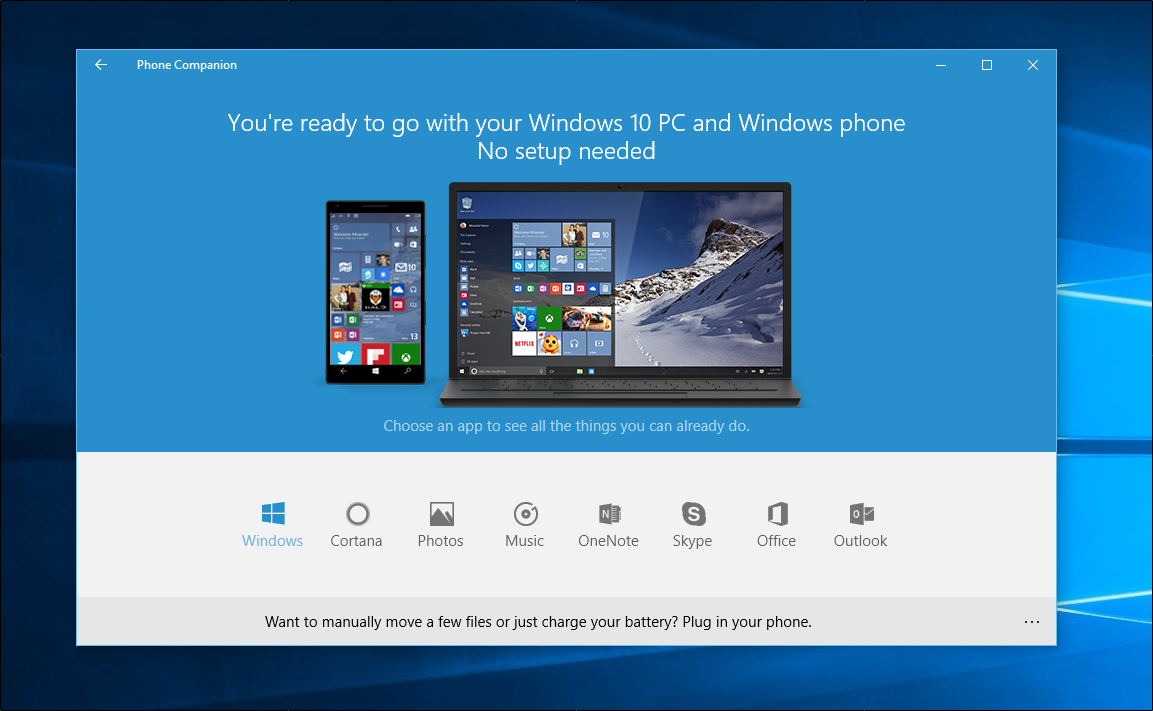 Liste d'applications Microsoft proposées pour liaison mobile