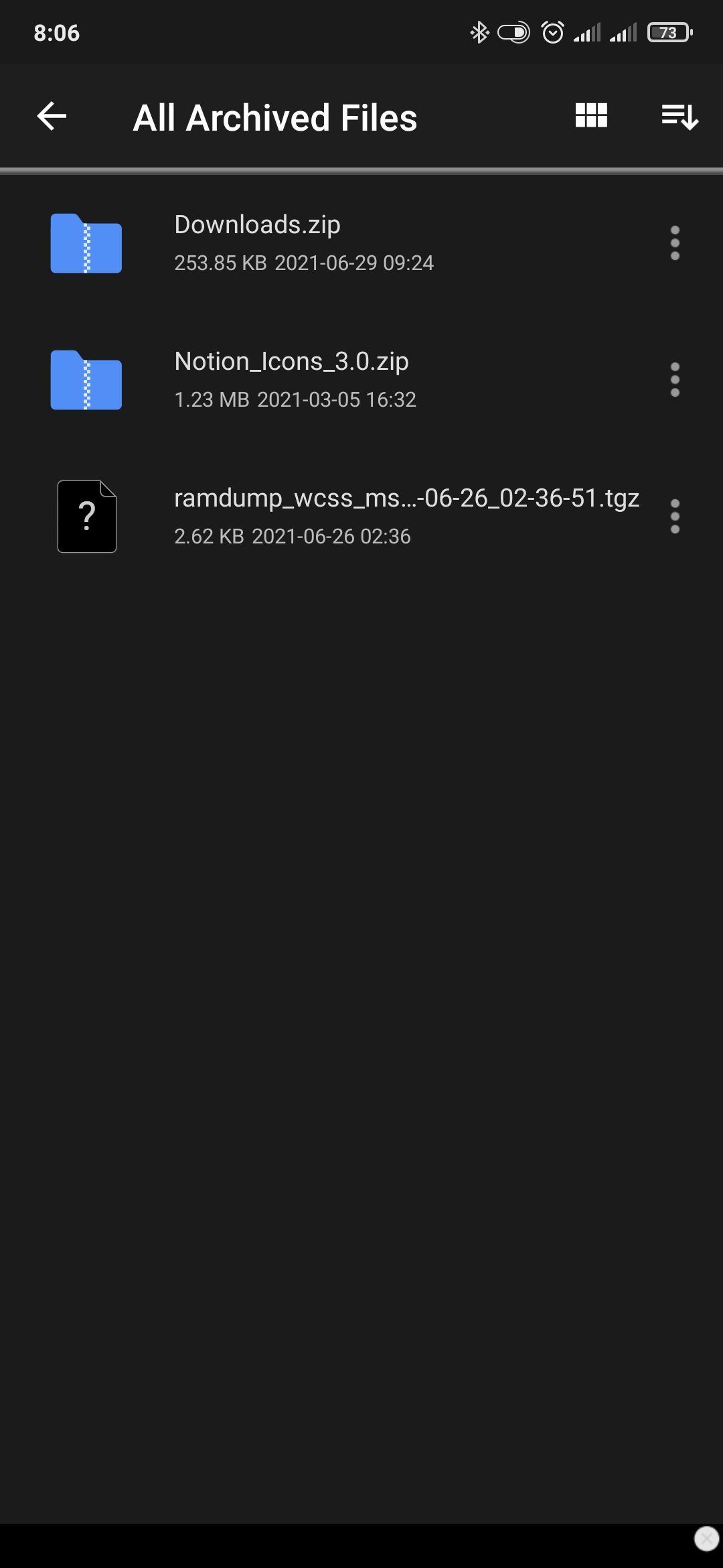 Просмотр содержимого архива внутри WinZip на Android