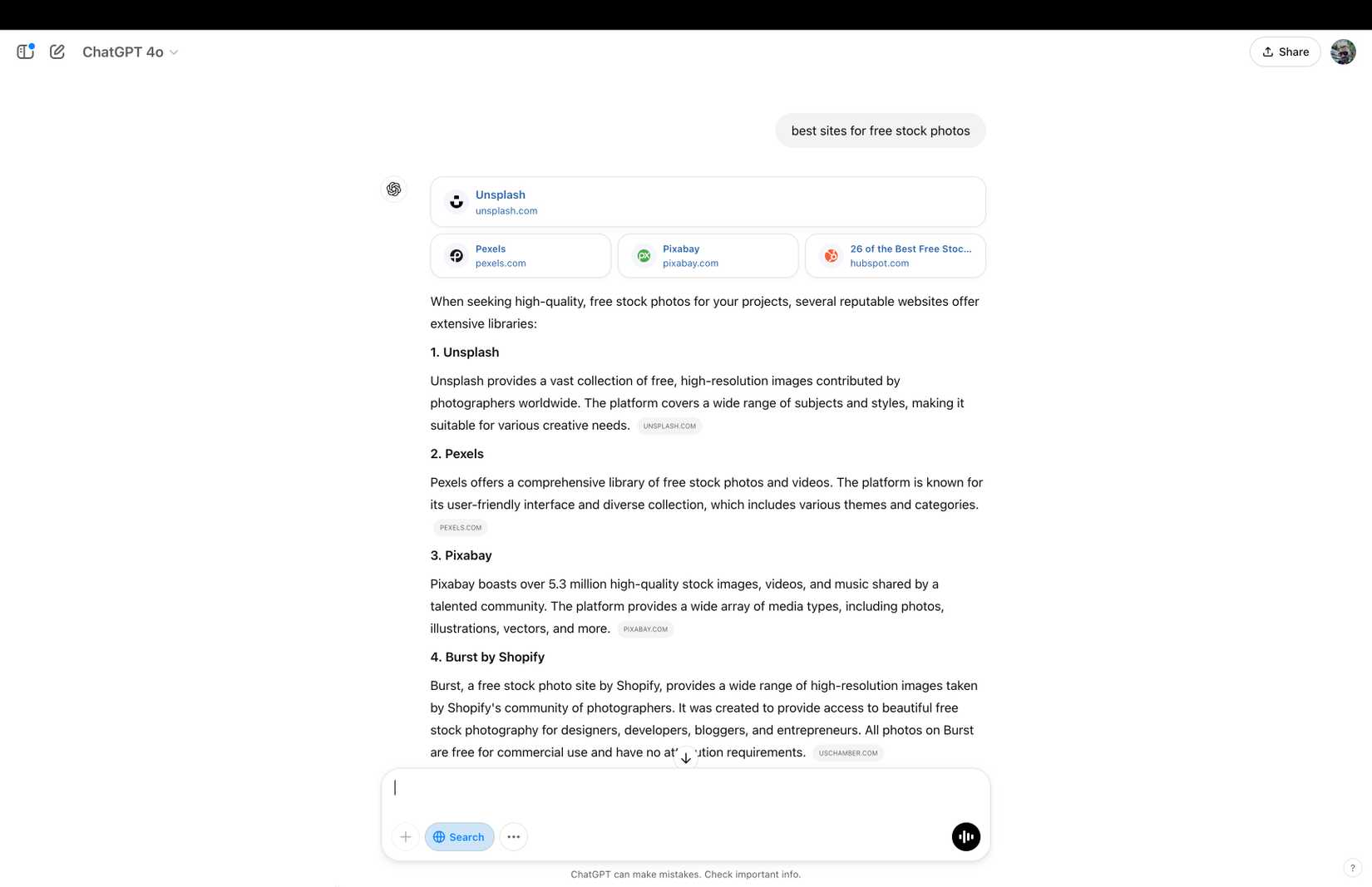 Скриншот результатов веб‑поиска ChatGPT после запроса 