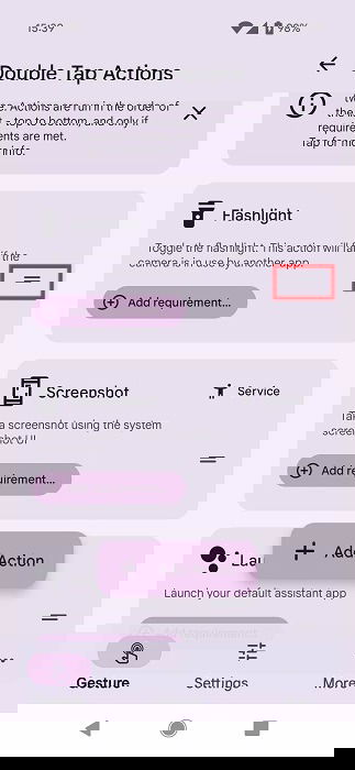 Перемещение карты «Фонарик» в верх списка действий для приоритета