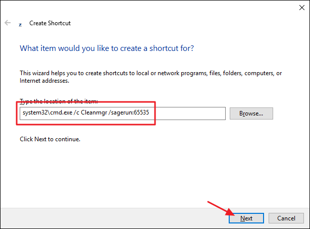Окно создания ярлыка для запуска sagerun