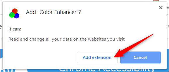 Просмотрите разрешения и нажмите «Add Extension»