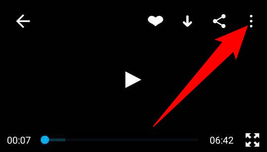 Нажмите три точки в правом верхнем углу видео в приложении Vimeo