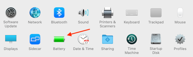Откройте раздел «Аккумулятор».