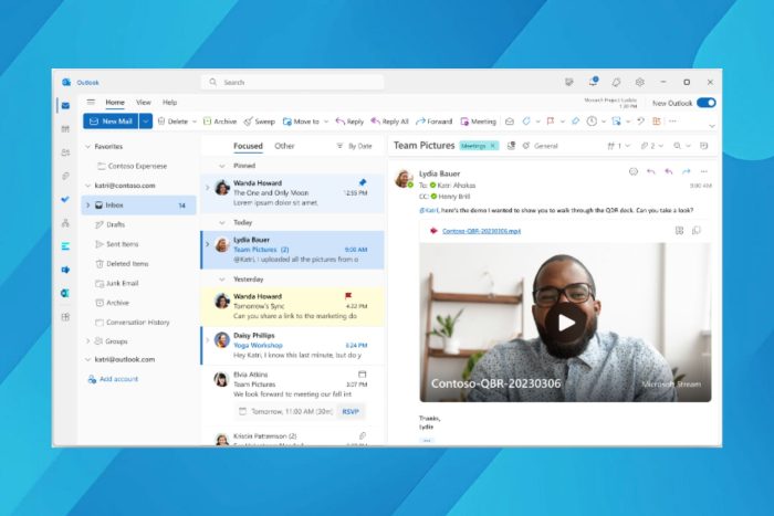 Воспроизведение видео в Outlook через Microsoft Stream