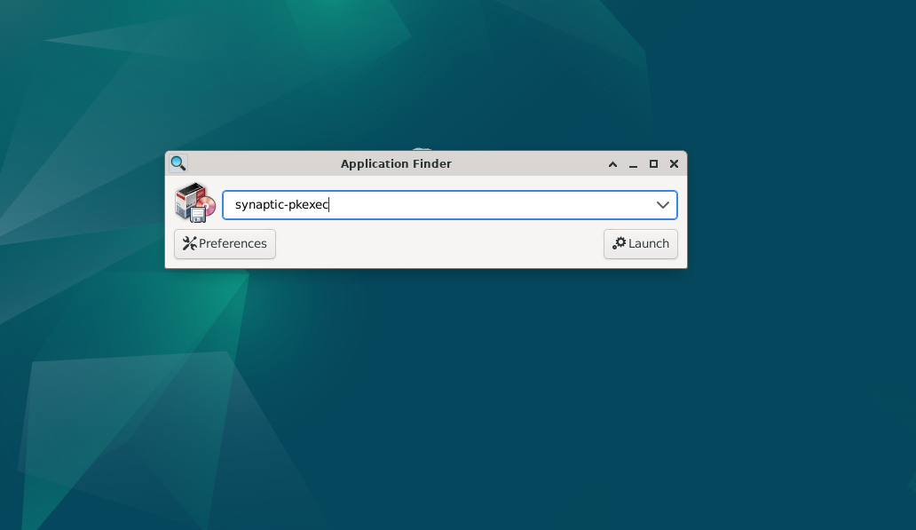 Открытие Synaptic Package Manager в Debian GNU/Linux.