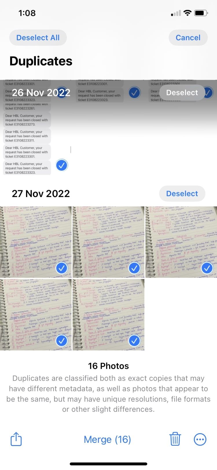 Кнопка «Объединить» для слияния дубликатов