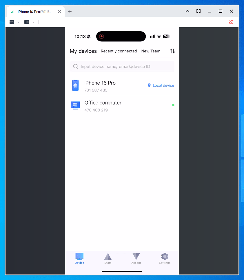 Экран iPhone на ПК с AnyViewer