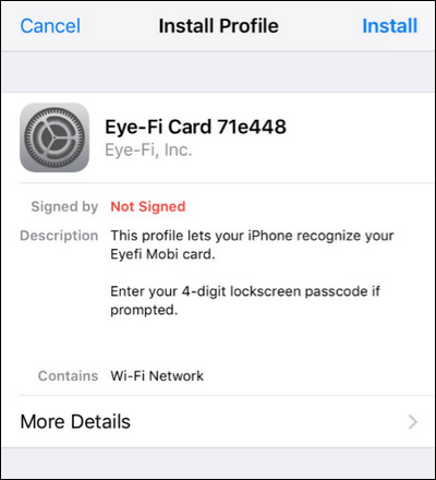 Подтверждение установки профиля на iOS: введите код устройства