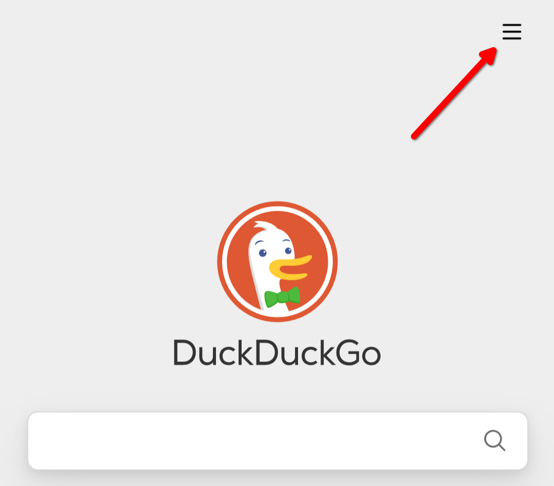 Меню и пункт Настройки в мобильной версии DuckDuckGo