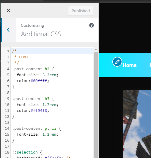 Интерфейс настройки темы, кнопка «Настроить»