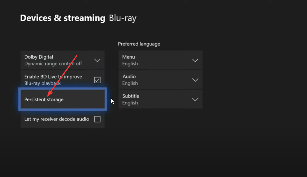 Экран постоянного хранилища Blu-ray