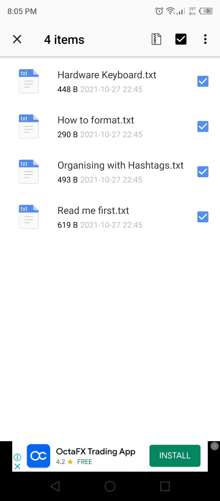 WinZip — выбор файлов для архивации