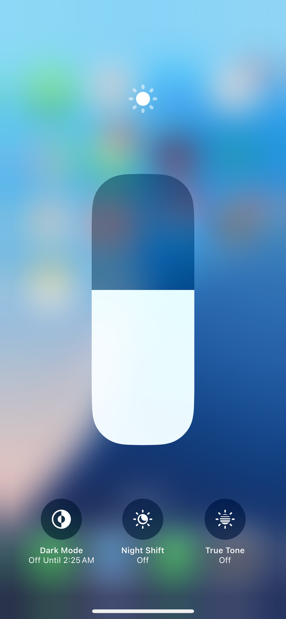 Ползунок яркости в Центре управления