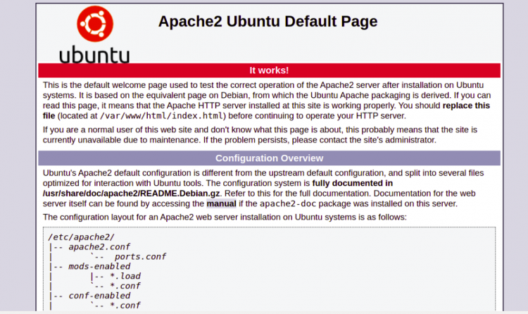 Страница по умолчанию Apache на порту 8000