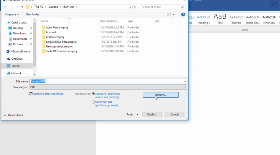 Сохранение из Word в PDF