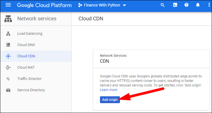 Экран создания нового CDN-ресурса в консоли