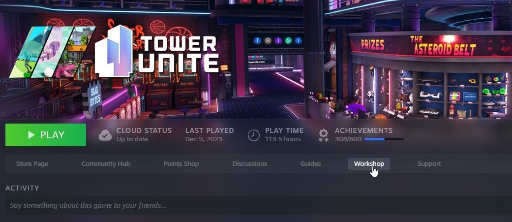 Клик по категории Workshop в Steam