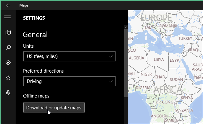 Écran Système avec l’option Télécharger des cartes sélectionnée