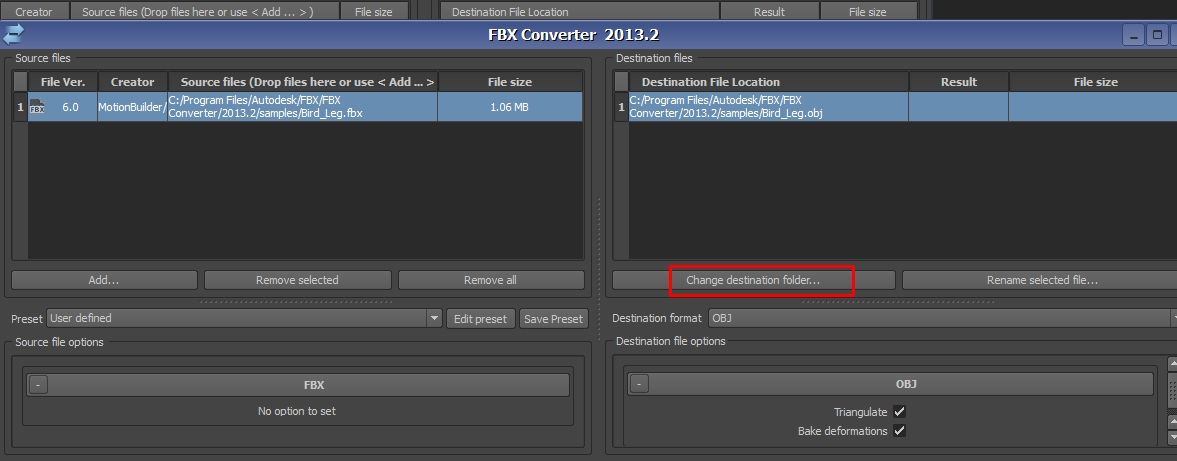 Опция изменения папки для конвертированных файлов